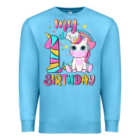 Ocean Blue my 1 st birthday with little cute unicorn Premium Sweatshirt - NancyCooperArtShop