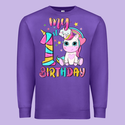 My 1 St Birthday With Little Cute Unicorn Premium Sweatshirt Designed By Nancycooperartshop