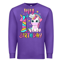 Purple my 1 st birthday with little cute unicorn Premium Sweatshirt - NancyCooperArtShop