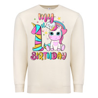 Sandshell my 1 st birthday with little cute unicorn Premium Sweatshirt - NancyCooperArtShop