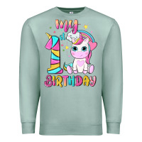 Seafoam my 1 st birthday with little cute unicorn Premium Sweatshirt - NancyCooperArtShop