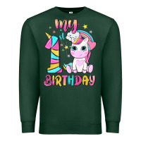 Sports Green my 1 st birthday with little cute unicorn Premium Sweatshirt - NancyCooperArtShop