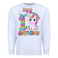 White my 1 st birthday with little cute unicorn Premium Sweatshirt - NancyCooperArtShop