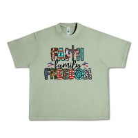Oil Green faith family freedom Urban Heavy Tee - CowhideDigitalArt