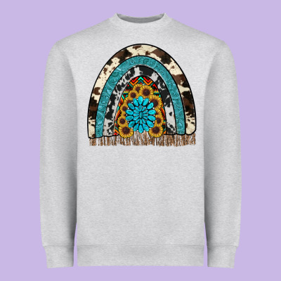Rainbow Sunflower Gemstone Heavyweight Sweatshirt Designed By Ranaportraitstore