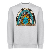 Heather Grey rainbow sunflower gemstone Heavyweight Sweatshirt - RanaPortraitStore