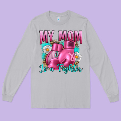 Breast Cancer My Mom Is A Fighter Long Sleeve Tee Designed By Artiststas