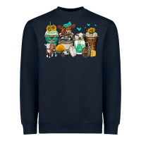 Navy cows coffee cups Heavyweight Sweatshirt - Zillion Design Studio