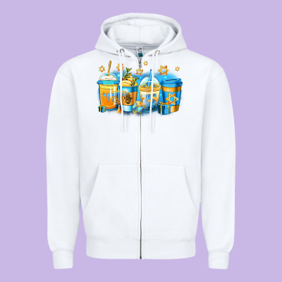 Hanukkah Coffee Zipper Hoodie Designed By Jasminsmagicworld