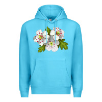 Ocean Blue Hawthorn Flower Premium Hoodie - LillyAllenDesigns