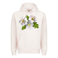 Pale Pink Hawthorn Flower Premium Hoodie - LillyAllenDesigns