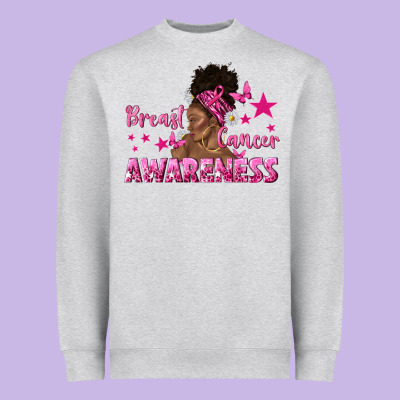 Breast Cancer Awareness With Afro Woman Heavyweight Sweatshirt Designed By Texasbilliewilder