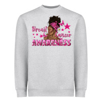 Heather Grey Breast Cancer Awareness with Afro Woman Heavyweight Sweatshirt - texasbilliewilder