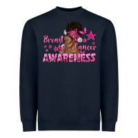 Navy Breast Cancer Awareness with Afro Woman Heavyweight Sweatshirt - texasbilliewilder
