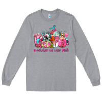 Heather Grey western cancer  in october we wear pink coffee cups with ribbons Long Sleeve Tee - AdoDesignShop