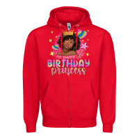 Red birthday princess with afro girl Zipper Hoodie - NancyCooperArtShop