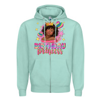 Seafoam birthday princess with afro girl Zipper Hoodie - NancyCooperArtShop
