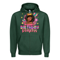 Sports Green birthday princess with afro girl Zipper Hoodie - NancyCooperArtShop