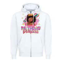 White birthday princess with afro girl Zipper Hoodie - NancyCooperArtShop