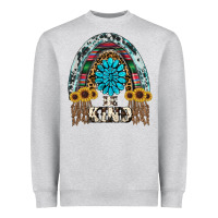 Heather Grey western rainbow  be kind Heavyweight Sweatshirt - RanaPortraitStore