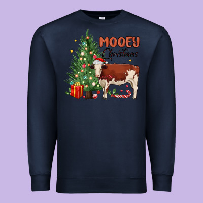 Mooey Christmas Premium Sweatshirt Designed By Maliassmallbusiness
