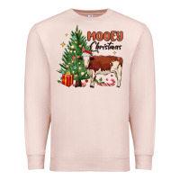 Pale Pink mooey christmas Premium Sweatshirt - MaliasSmallBusiness