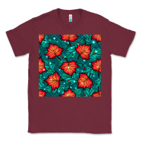 Burgundy fall leaves seamless pattern Classic Tee - BundleAndBundleShop