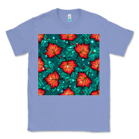 Colony Blue fall leaves seamless pattern Classic Tee - BundleAndBundleShop