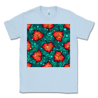 Dusty Blue fall leaves seamless pattern Classic Tee - BundleAndBundleShop