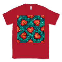 Red fall leaves seamless pattern Classic Tee - BundleAndBundleShop