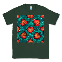 Sports Green fall leaves seamless pattern Classic Tee - BundleAndBundleShop