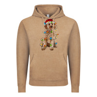 Vintage Coffee cockapoo with christmas lights Vintage Hoodie - RanaPortraitStore