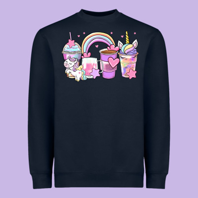 Unicorn Coffee Cups Heavyweight Sweatshirt Designed By Zillion Design Studio
