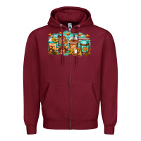 Burgundy thanksgiving coffee Zipper Hoodie - Jasminsmagicworld
