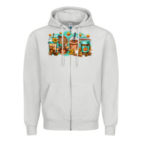 Dove Grey thanksgiving coffee Zipper Hoodie - Jasminsmagicworld