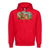 Red thanksgiving coffee Zipper Hoodie - Jasminsmagicworld