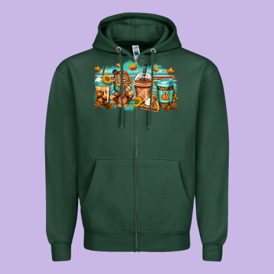 Thanksgiving Coffee Zipper Hoodie Designed By Jasminsmagicworld