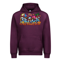 Mauve Wine the beach is my happy place Urban Hoodie - NancyCooperArtShop