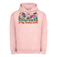 Pigment Salmon the beach is my happy place Urban Hoodie - NancyCooperArtShop