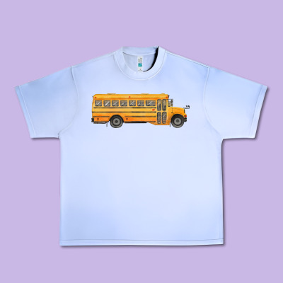 School Bus Urban Heavy Tee Designed By Fadigitalartstudio