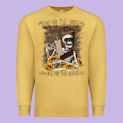 Dead Inside Boujee Outside Premium Sweatshirt Designed By Maliassmallbusiness