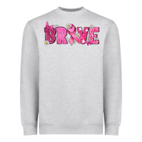 Heather Grey Breast Cancer Brave Heavyweight Sweatshirt - texasbilliewilder