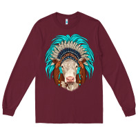Burgundy hereford indian headdress Long Sleeve Tee - JahusDesignShop