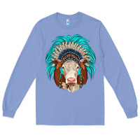 Colony Blue hereford indian headdress Long Sleeve Tee - JahusDesignShop