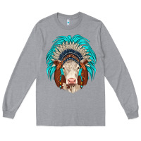 Heather Grey hereford indian headdress Long Sleeve Tee - JahusDesignShop