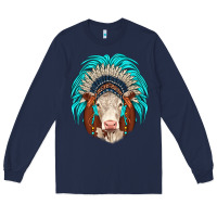 Navy hereford indian headdress Long Sleeve Tee - JahusDesignShop