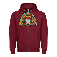 Burgundy scottish white calf  rainbow Zipper Hoodie - BarkalooDesign
