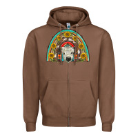 Chestnut scottish white calf  rainbow Zipper Hoodie - BarkalooDesign