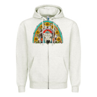 Oatmeal Heather scottish white calf  rainbow Zipper Hoodie - BarkalooDesign