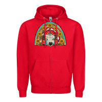 Red scottish white calf  rainbow Zipper Hoodie - BarkalooDesign